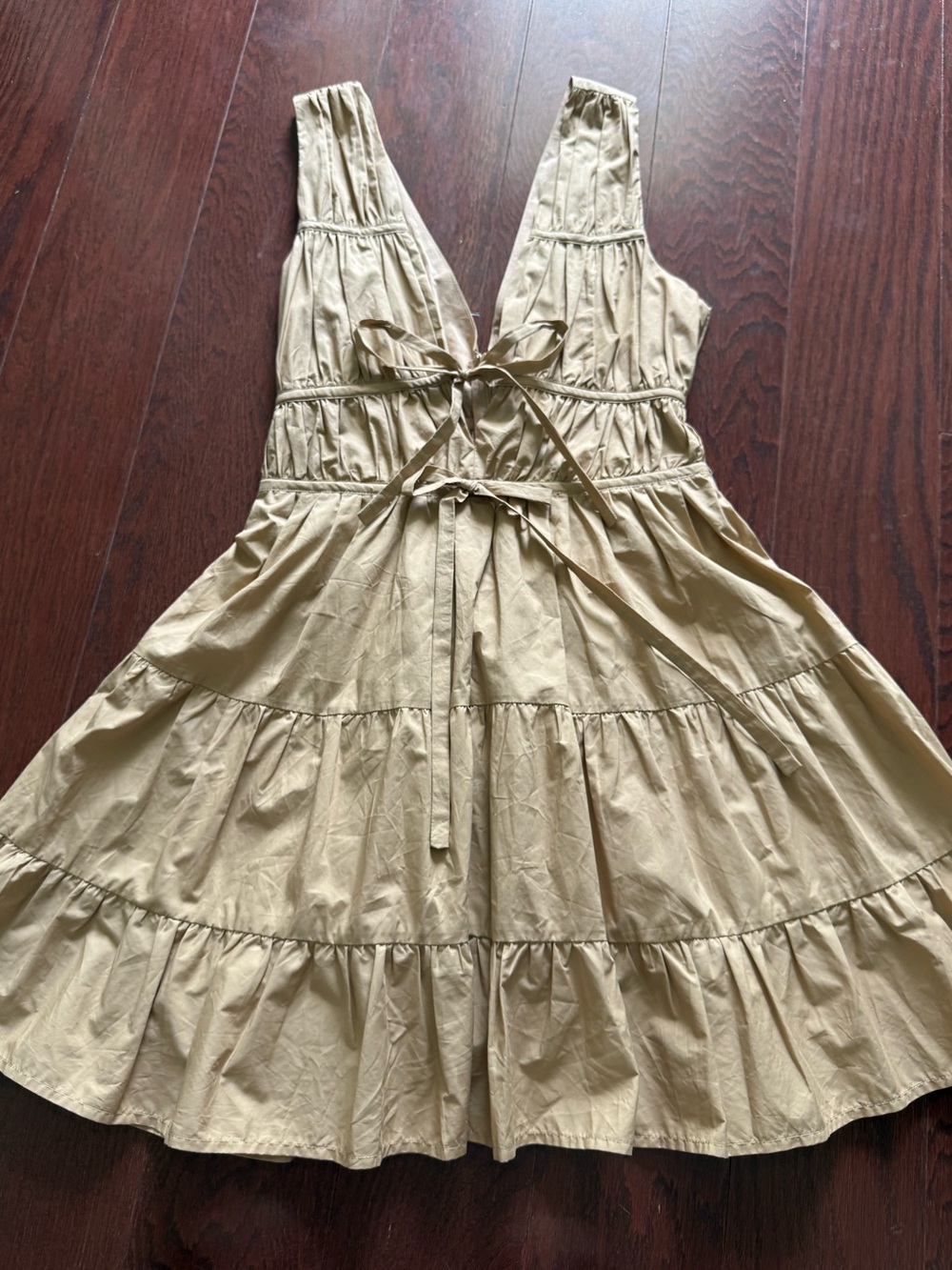 Loucia Women’s Tan Tiered Dress with bow details